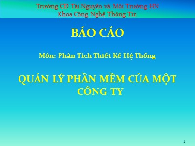 Bài giảng Quản lý phần mềm của một công ty