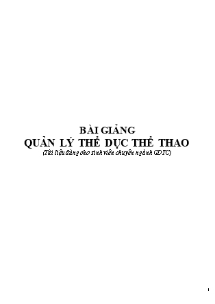 Bài giảng Quản lý thể dục thể thao