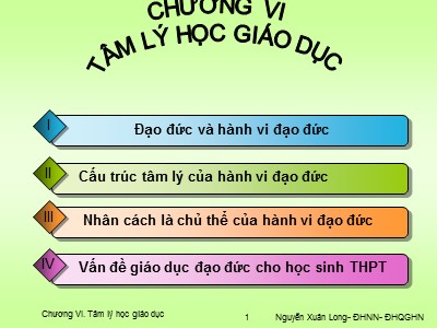 Bài giảng Tâm lý học - Chương 6: Tâm lý học giáo dục - Nguyễn Xuân Long