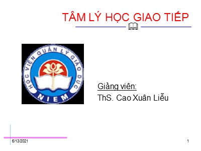 Bài giảng Tâm lý học giao tiếp