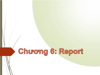 Bài giảng Tin học nâng cao - Chương 6: Report - Trần Thanh San