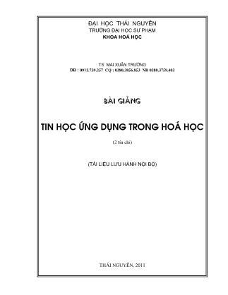 Bài giảng Tin học ứng dụng trong Hóa học (Bản đẹp)