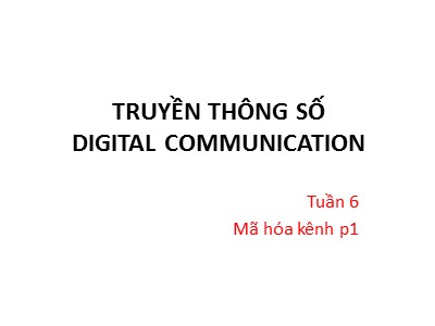 Bài giảng Truyền thông số