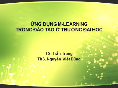 Bài giảng Ứng dụng M-Learning - Trần Trung