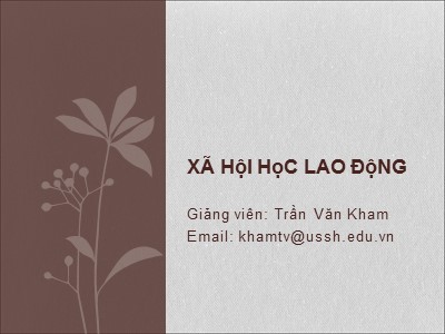 Bài giảng Xã hội học lao động - Trần Văn Kham