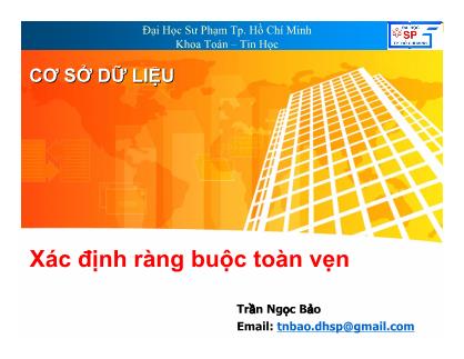 Bài giảng Xác định ràng buộc toàn vẹn - Trần Ngọc Bảo