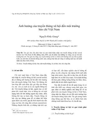 Giáo trình Ảnh hưởng của truyền thông xã hội đến môi trường báo chí Việt Nam