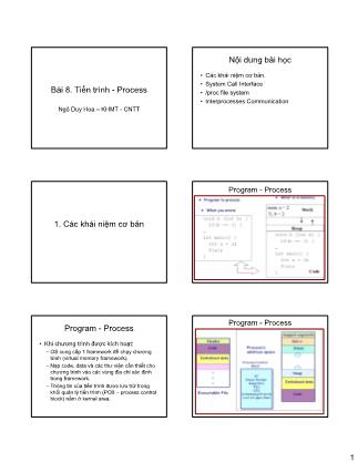 Giáo trình Bài mở đầu - Bài 8: Tiến trình-Process - Ngô Duy Hòa