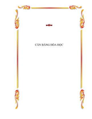 Giáo trình Cân bằng hóa học - Chương 3: Cân bằng hóa học