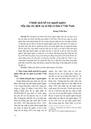 Giáo trình Chính sách hỗ trợ người nghèo tiếp cận các dịch vụ xã hội cơ bản ở Việt Nam - Hoàng Triều Hoa