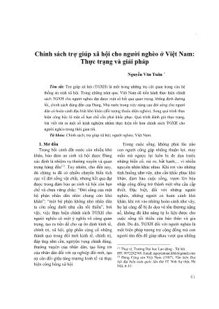 Giáo trình Chính sách trợ giúp xã hội cho người nghèo ở Việt Nam: Thực trạng và giải pháp - Nguyễn Văn Tuân