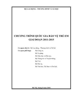 Giáo trình Chương trình quốc gia bảo vệ trẻ em giai đoạn 2011-2015