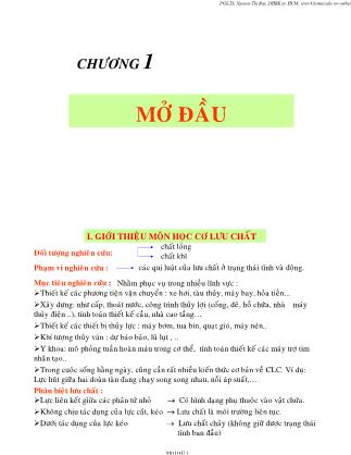 Giáo trình Cơ lưu chất - Chương 1: Mở đầu