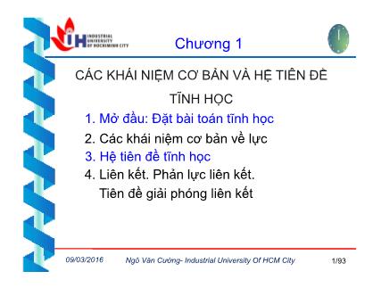 Giáo trình Cơ lý thuyết - Chương 1: Các khái niệm cơ bản và hệ tiền đề tĩnh điện