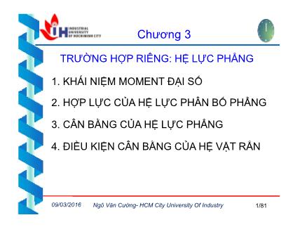 Giáo trình Cơ lý thuyết - Chương 3: Trường hợp riêng-Hệ lực phẳng