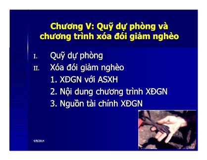 Giáo trình Công tác xã hội cá nhân và gia đình - Chương 5: Quỹ dữ phòng và chương trình xóa đói giảm nghèo - Trịnh Thị Thương