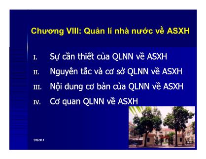 Giáo trình Công tác xã hội cá nhân và gia đình - Chương 8: Quản lý nhà nước về an sinh xã hội