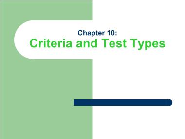 Giáo trình Criteria and Test Types