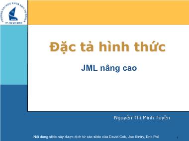 Giáo trình Đặc tả hình thức - Chương 14: JML nâng cao - Nguyễn Thị Minh Tuyền