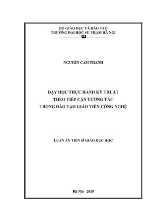 Giáo trình Dạy học thực hành kĩ thuật theo tiếp cận tương tác trong đào tạo giáo viên công nghệ - Nguyễn Cẩm Thanh