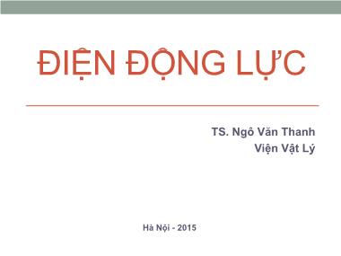 Giáo trình Điện động lực - Chương 2: Điện trường trong vật chất - Ngô Văn Thanh