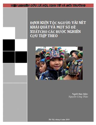 Giáo trình Định kiến tộc người-Vài nét khái quát và một số đề xuấtcho các bước nghiên cứu tiếp theo