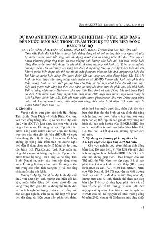 Giáo trình Dự báo ảnh hưởng của biến đổi khí hậu-Nước biển dâng đến nước dưới đất trong trầm tích đệ tứ ven biển đồng bằng Bắc Bộ