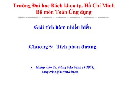 Giáo trình Giải tích hàm nhiều biến - Chương 4: Tích phân đường - Đặng Văn Vinh