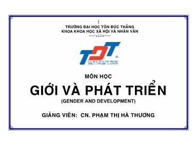 Giáo trình Giới và phát triển - Phạm Thị Hà Thương