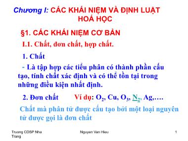 Giáo trình Hóa đại cương - Chương 1: Các khái niệm và định luật hóa học