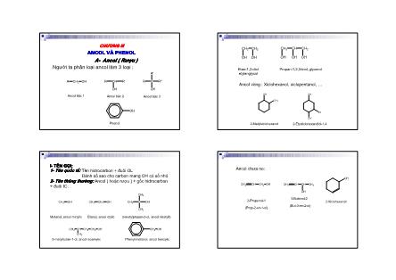 Giáo trình Hóa học đại cương - Chương 3: Ancol và Phenol - Nguyễn Vinh Lan