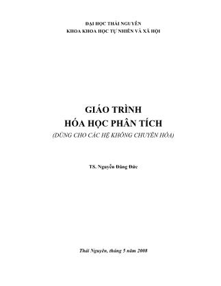 Giáo trình Hóa học Phân tích - Nguyễn Đăng Đức