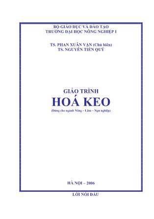 Giáo trình Hóa keo - Nguyễn Tiến Quý