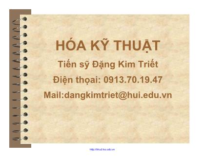 Giáo trình Hóa kĩ thuật - Đặng Kim Triết