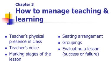 Giáo trình How to Teach English - Chương 3: How to manage teaching and learning