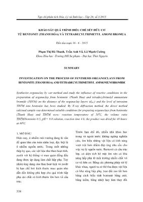 Giáo trình Khảo sát quá trình điều chế sét hữu cơ từ Bentonit (thanh hóa) và Tetrađecyltrimetyl amoni bromua - Phạm Thị Hà Thanh