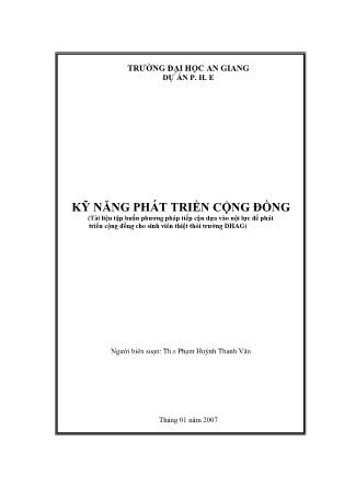 Giáo trình Kĩ năng phát triển cộng đồng - Phạm Huỳnh Thanh Vân