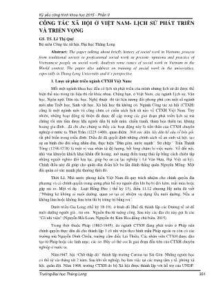 Giáo trình Kỉ yếu công trình khoa học - Phần 2: Công tác xã hội ở Việt Nam-Lịch sử phát triển và triển vọng - Lê Thị Quý