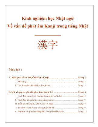 Giáo trình Kinh nghiệm học Nhật ngữ Về vấn đề phát âm Kanji trong tiếng Nhật