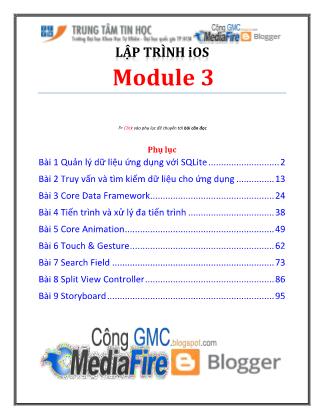 Giáo trình Lập trình IOS - Module 3, Bài 1: Quản lý dữ liệu ứng dụng với SQLite