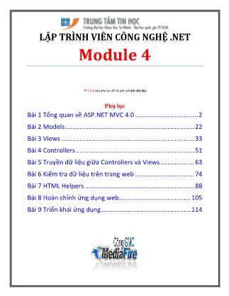 Giáo trình Lập trình và Cơ sở dữ liệu - Module 4, Bài 1: Tổng quan về ASP.NET MVC 4.0