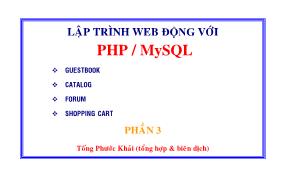 Giáo trình lập trình Web động với PHP/MySQL - Phần 3: Biến và các phép xử lý trên biến - Tống Phước Khải