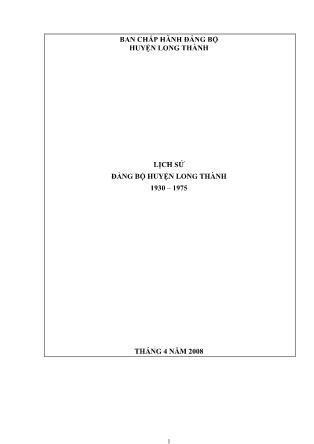 Giáo trình Lịch sử đảng bộ huyện Long Thành 1930–1975