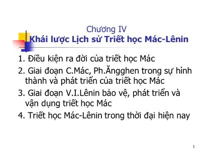 Giáo trình Lịch sử Triết học - Chương 4: Khái lược Lịch sử Triết học Mác-Lênin