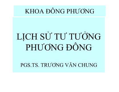 Giáo trình Lịch sử tư tưởng phương đông