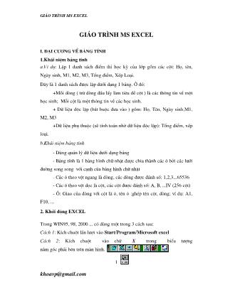 Giáo trình Microsoft Excel (Chuẩn kiến thức)