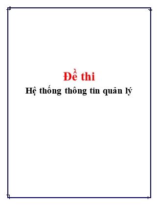 Giáo trình môn Hệ thống thông tin quản lý