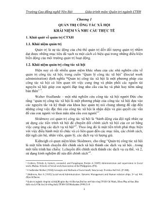 Giáo trình môn Quản trị ngành công tác xã hội (Phần 2)
