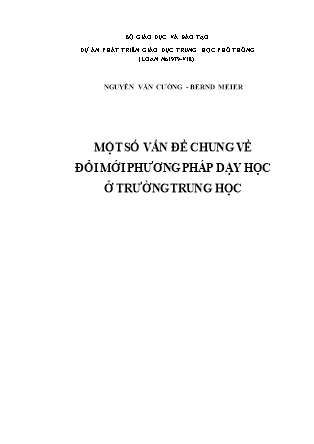 Giáo trình Một số vấn đề chung về đổi mới phương pháp dạy học ở trường trung học