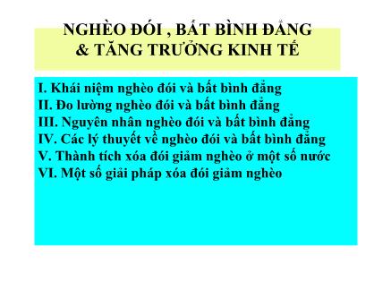 Giáo trình Nghèo đói, bất bình đẳng và tăng trưởng kinh tế